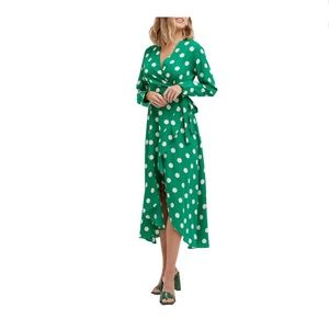 Cooper St Polka Dot Long Sleeve Frill Midi Dress with Ruffle Hem